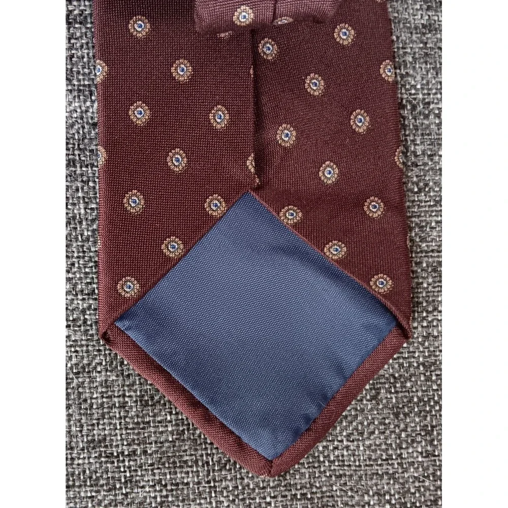 Dress Tie 70s 80s 90s Y2K Mens Giacomo Brown Polka Dot silk 3.25 Wide 57 Long